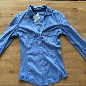 Mango Sky Blue Cotton Casual Shirt size S NWT